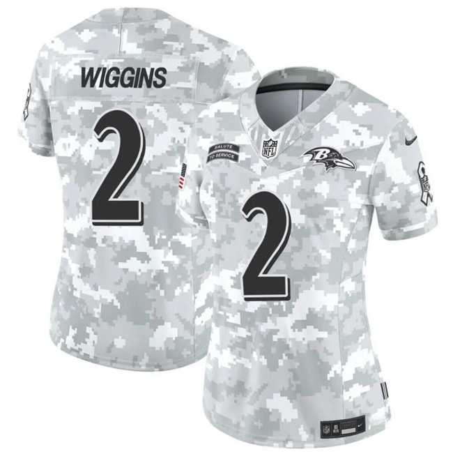 Women%27s Baltimore Ravens #2 Nate Wiggins 2024 F.U.S.E Arctic Camo Salute To Service Limited Stitched Jersey Dzhi